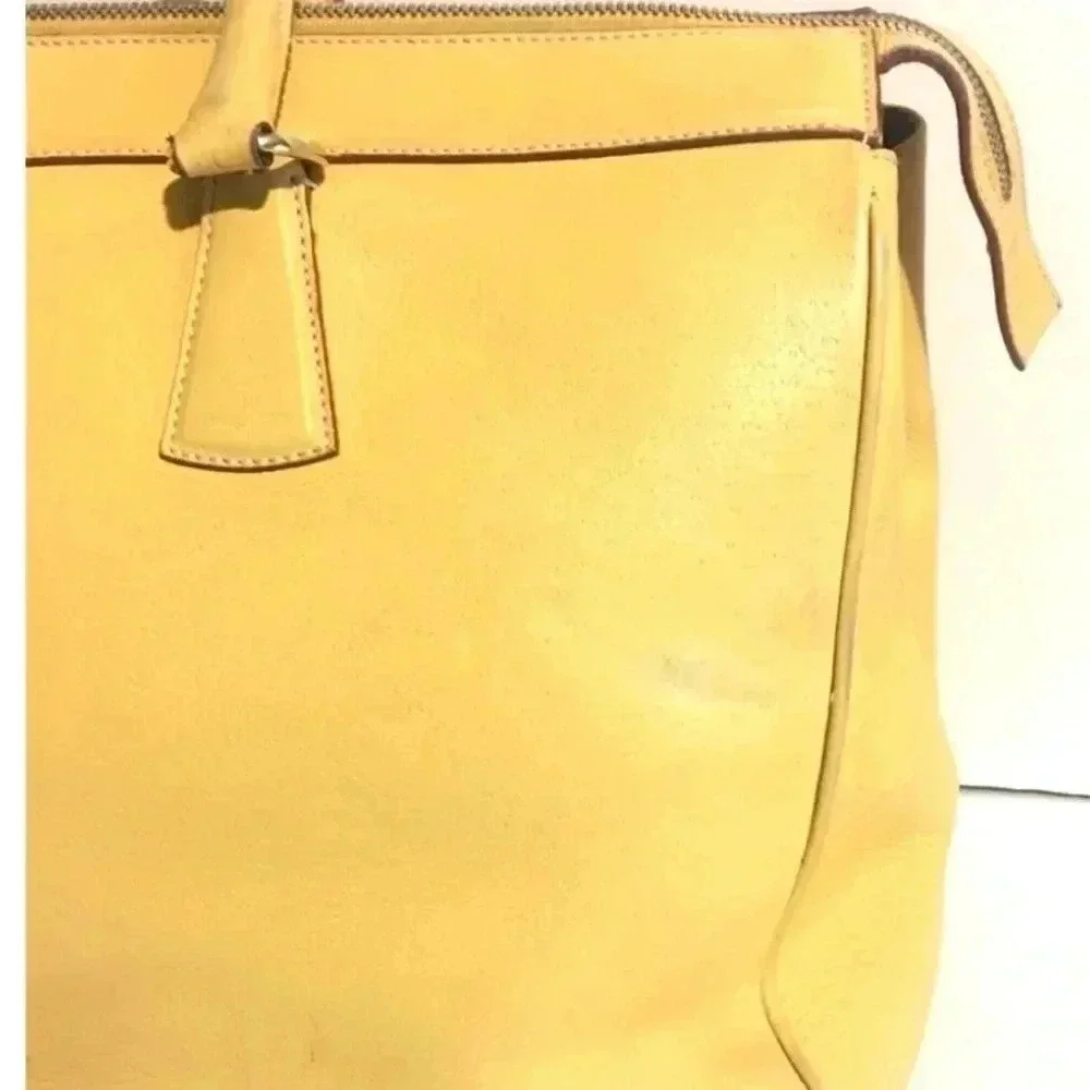Salvatore Ferragamo yellow/ beige leather satchel handbag